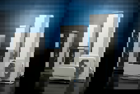 Here is a selection of heat pump models in different sizes, presumably to illustrate the range of options available.