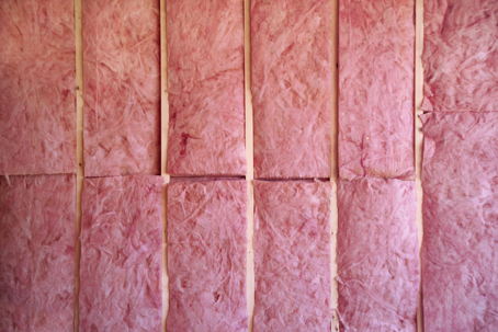 Pink fiberglass insulation